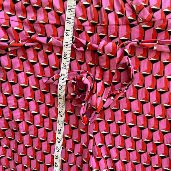 NWT Diane von Furstenberg Collared Sleeveless Pink Geo Jumpsuit Size XL Summer - Picture 16 of 16